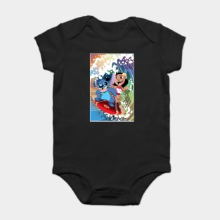 Alien Dog and Surfer Girl Baby Bodysuit